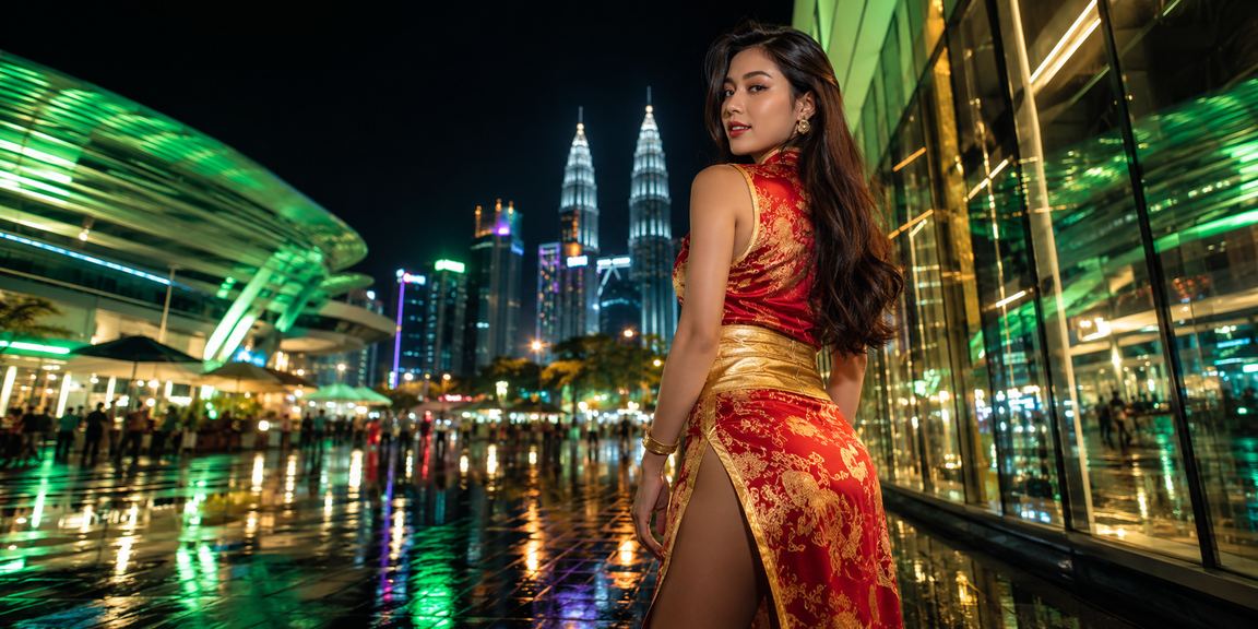 Pemandangan Bandaraya Kuala Lumpur dengan lampu malam