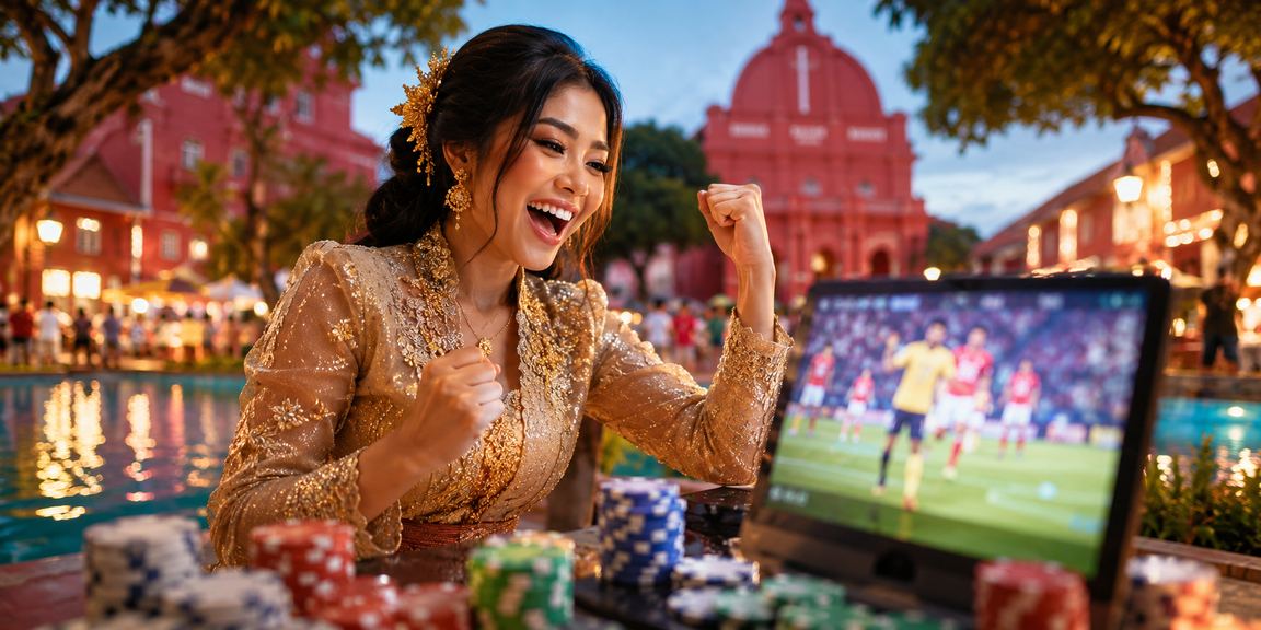 Pengguna aplikasi kasino di Melaka berpakaian kebaya menggunakan telefon untuk deposit roulette